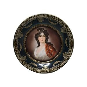 ANTIQUE HAND PAINTED ROYAL VIENNA GOLD PORTRAIT CABINET PLATE SIGNED w/beehive